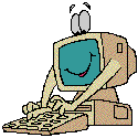 a gif of a smiling computer typing on itself.